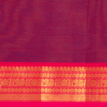Magenta And Pink Kanchi Cotton Saree For Festive Wear PV MM KC 775 - - Panjavarnam PV MM KC 775
