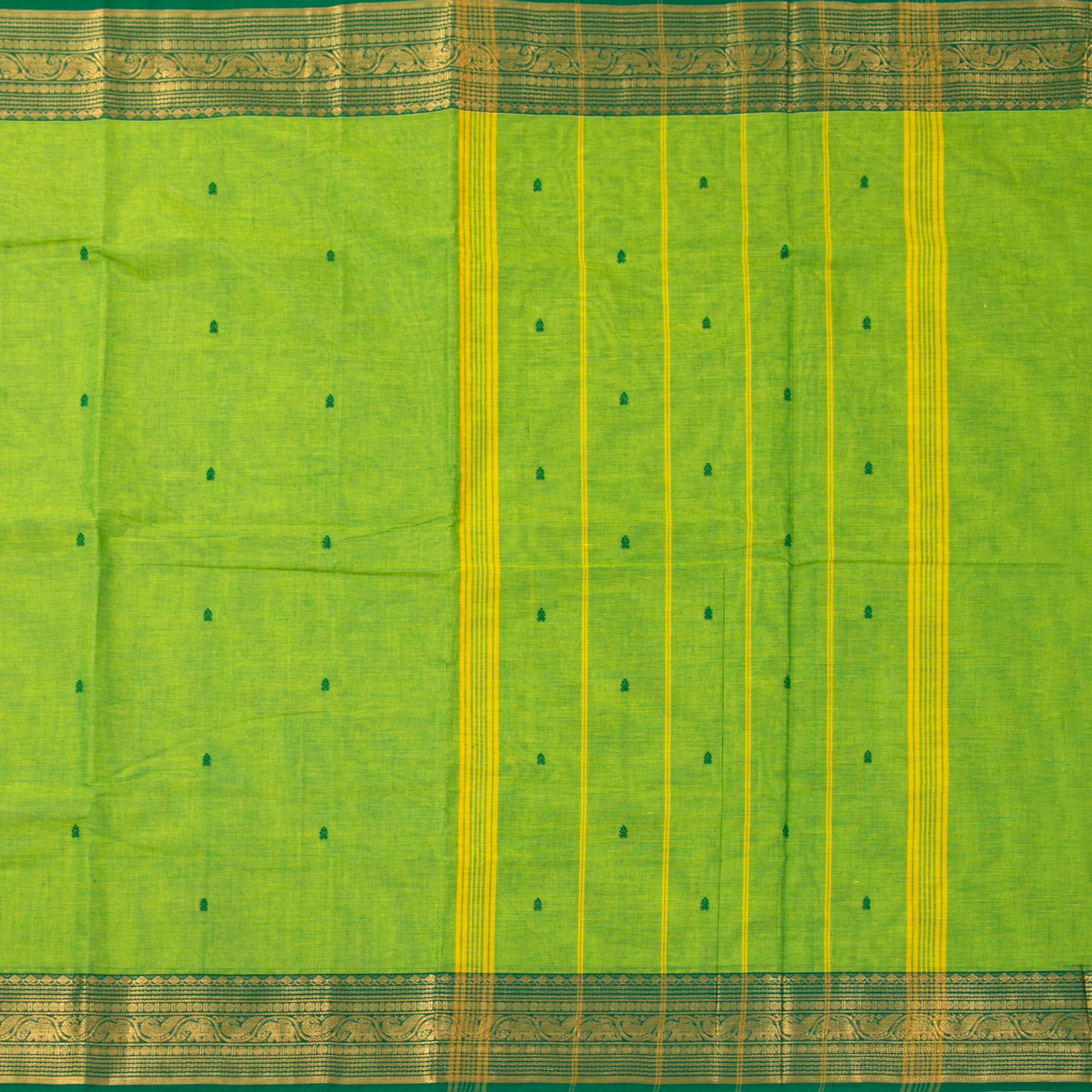 Green Kanchi Cotton Saree For Festive Wear PV MM KC 833 - Cotton Saree - Panjavarnam PV MM KC 833