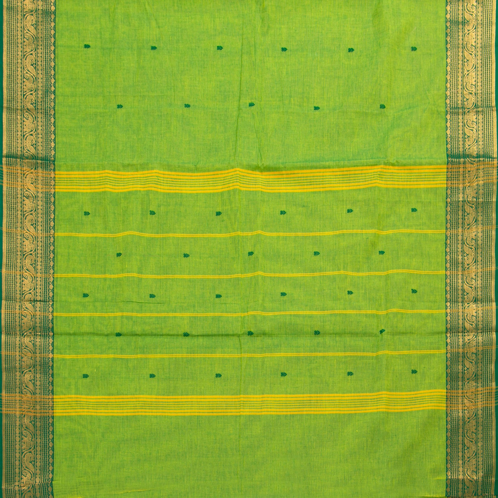 Green Kanchi Cotton Saree For Festive Wear PV MM KC 833 - Cotton Saree - Panjavarnam PV MM KC 833