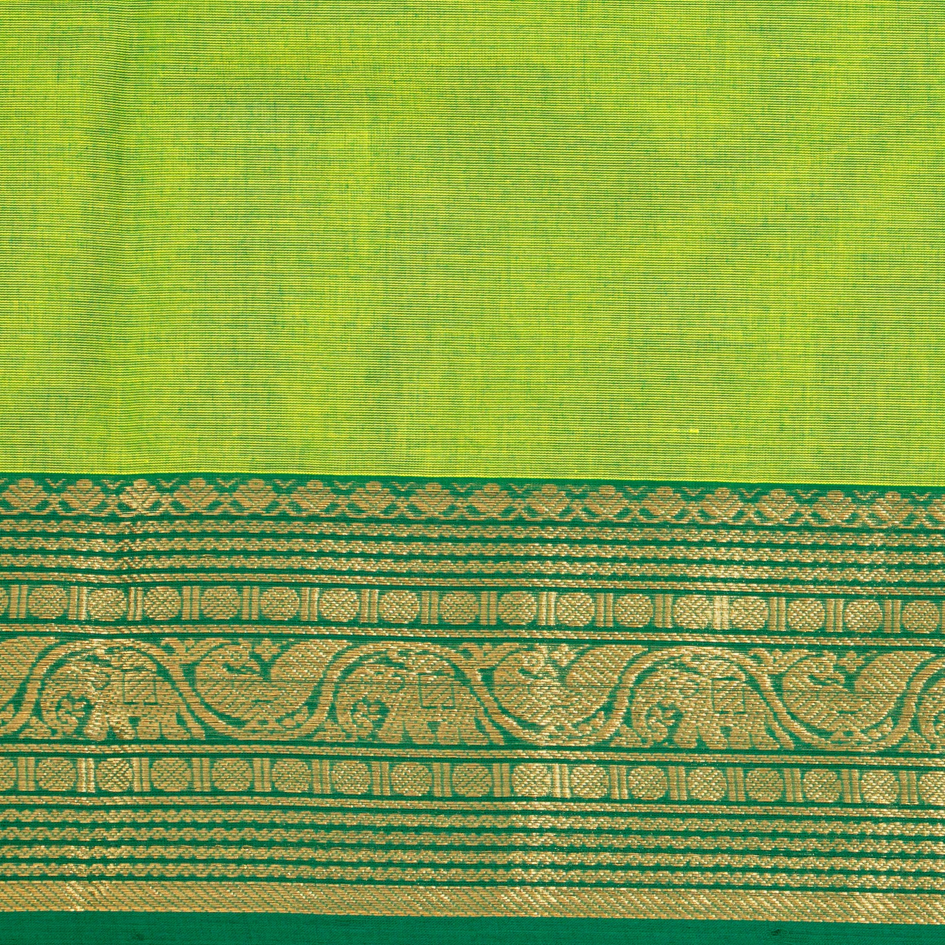 Green Kanchi Cotton Saree For Festive Wear PV MM KC 833 - Cotton Saree - Panjavarnam PV MM KC 833