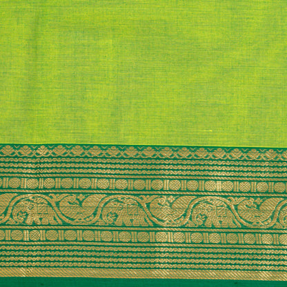 Green Kanchi Cotton Saree For Festive Wear PV MM KC 833 - Cotton Saree - Panjavarnam PV MM KC 833