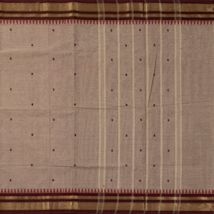 Fawn And Brown Kanchi Cotton Saree For Festive Wear PV MM KC 801 - Cotton Saree - Panjavarnam PV MM KC 801