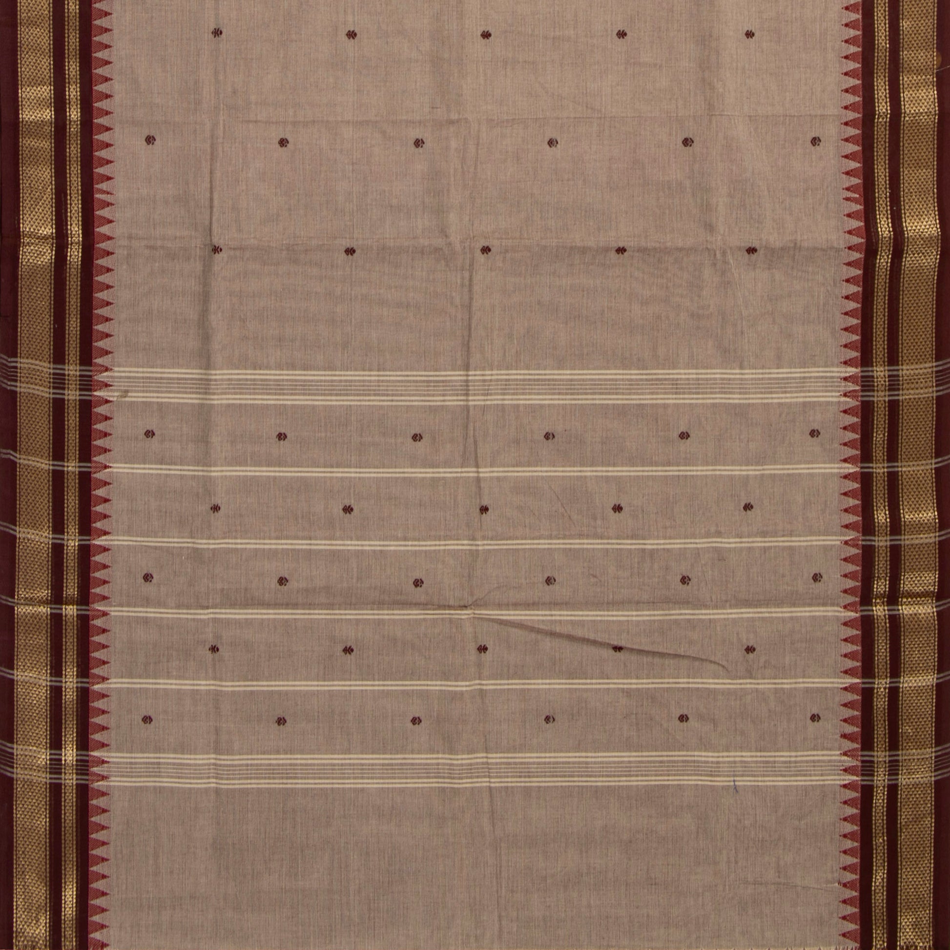 Fawn And Brown Kanchi Cotton Saree For Festive Wear PV MM KC 801 - Cotton Saree - Panjavarnam PV MM KC 801