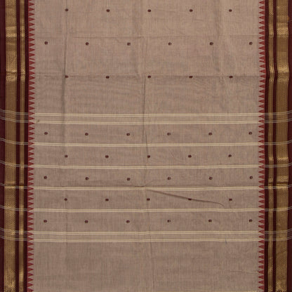 Fawn And Brown Kanchi Cotton Saree For Festive Wear PV MM KC 801 - Cotton Saree - Panjavarnam PV MM KC 801