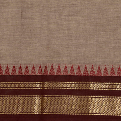 Fawn And Brown Kanchi Cotton Saree For Festive Wear PV MM KC 801 - Cotton Saree - Panjavarnam PV MM KC 801