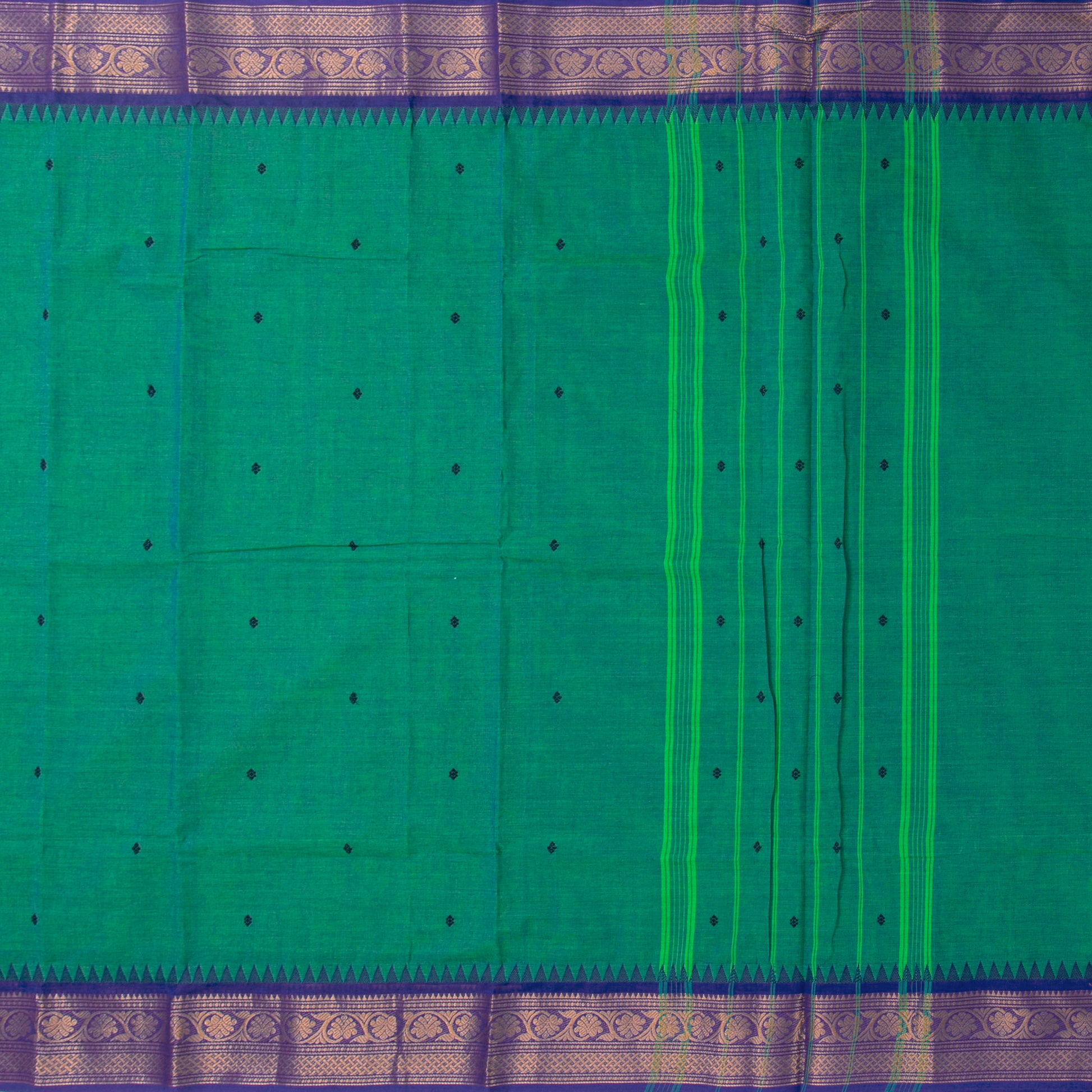Teal And Blue Kanchi Cotton Saree For Festive Wear PV MM KC 818 - Cotton Saree - Panjavarnam PV MM KC 818
