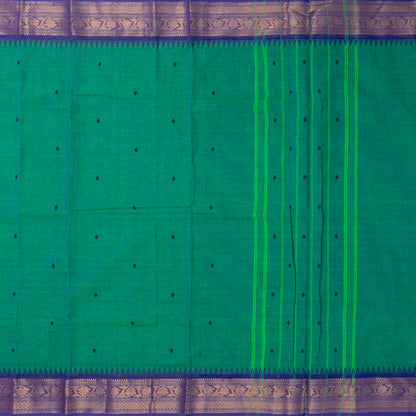 Teal And Blue Kanchi Cotton Saree For Festive Wear PV MM KC 818 - Cotton Saree - Panjavarnam PV MM KC 818