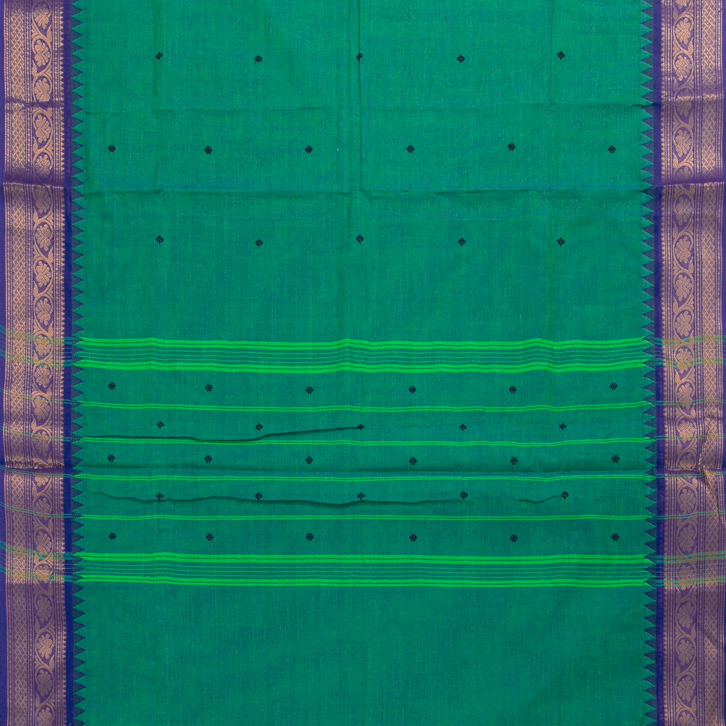 Teal And Blue Kanchi Cotton Saree For Festive Wear PV MM KC 818 - Cotton Saree - Panjavarnam PV MM KC 818