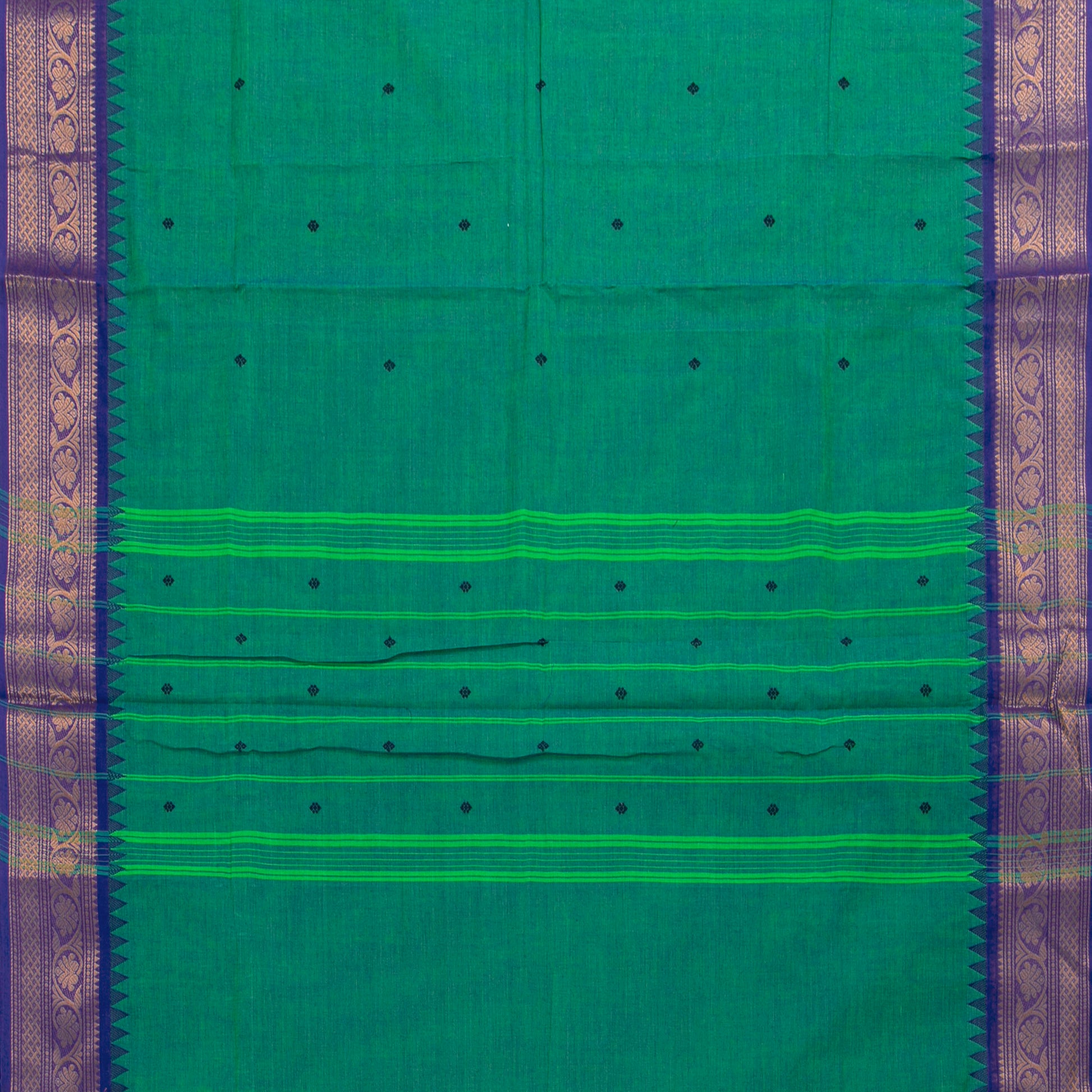 Teal And Blue Kanchi Cotton Saree For Festive Wear PV MM KC 818 - Cotton Saree - Panjavarnam PV MM KC 818