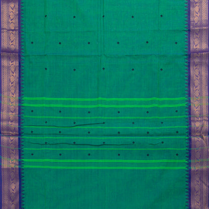 Teal And Blue Kanchi Cotton Saree For Festive Wear PV MM KC 818 - Cotton Saree - Panjavarnam PV MM KC 818