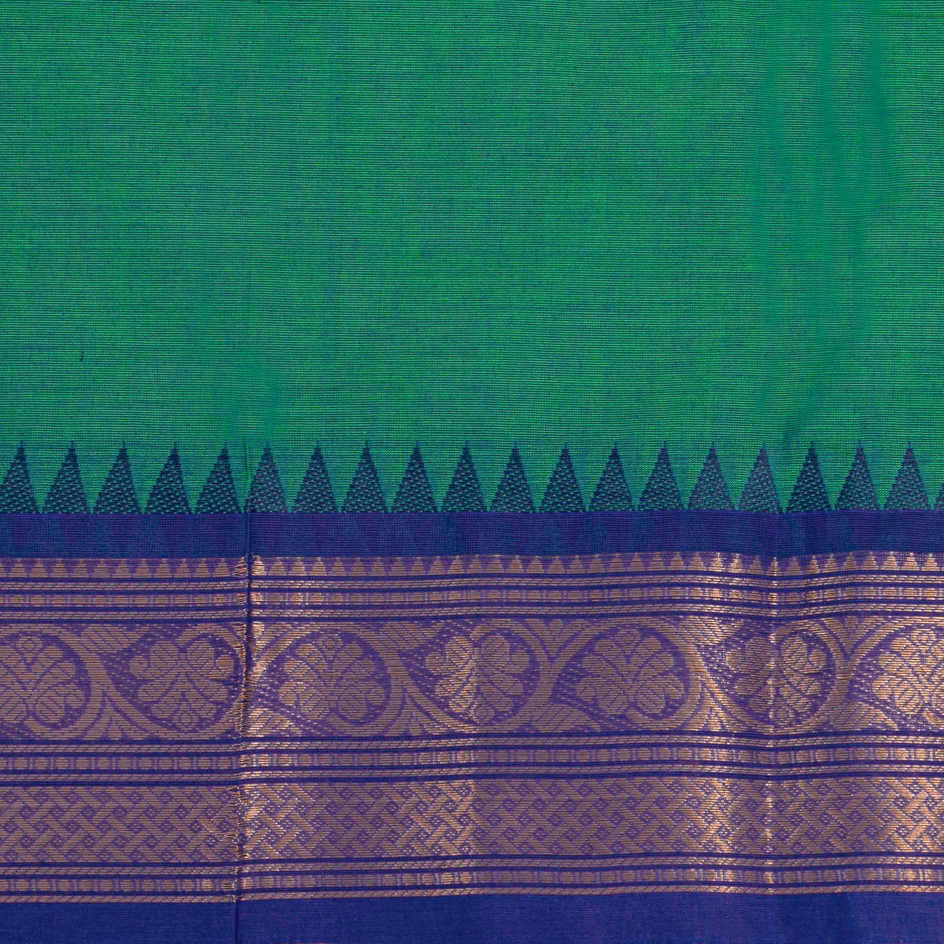 Teal And Blue Kanchi Cotton Saree For Festive Wear PV MM KC 818 - Cotton Saree - Panjavarnam PV MM KC 818