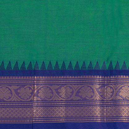 Teal And Blue Kanchi Cotton Saree For Festive Wear PV MM KC 818 - Cotton Saree - Panjavarnam PV MM KC 818