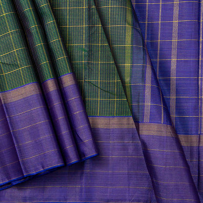 Green And Blue Kanchipuram Silk Saree For Festive Wear PV NYC 1474