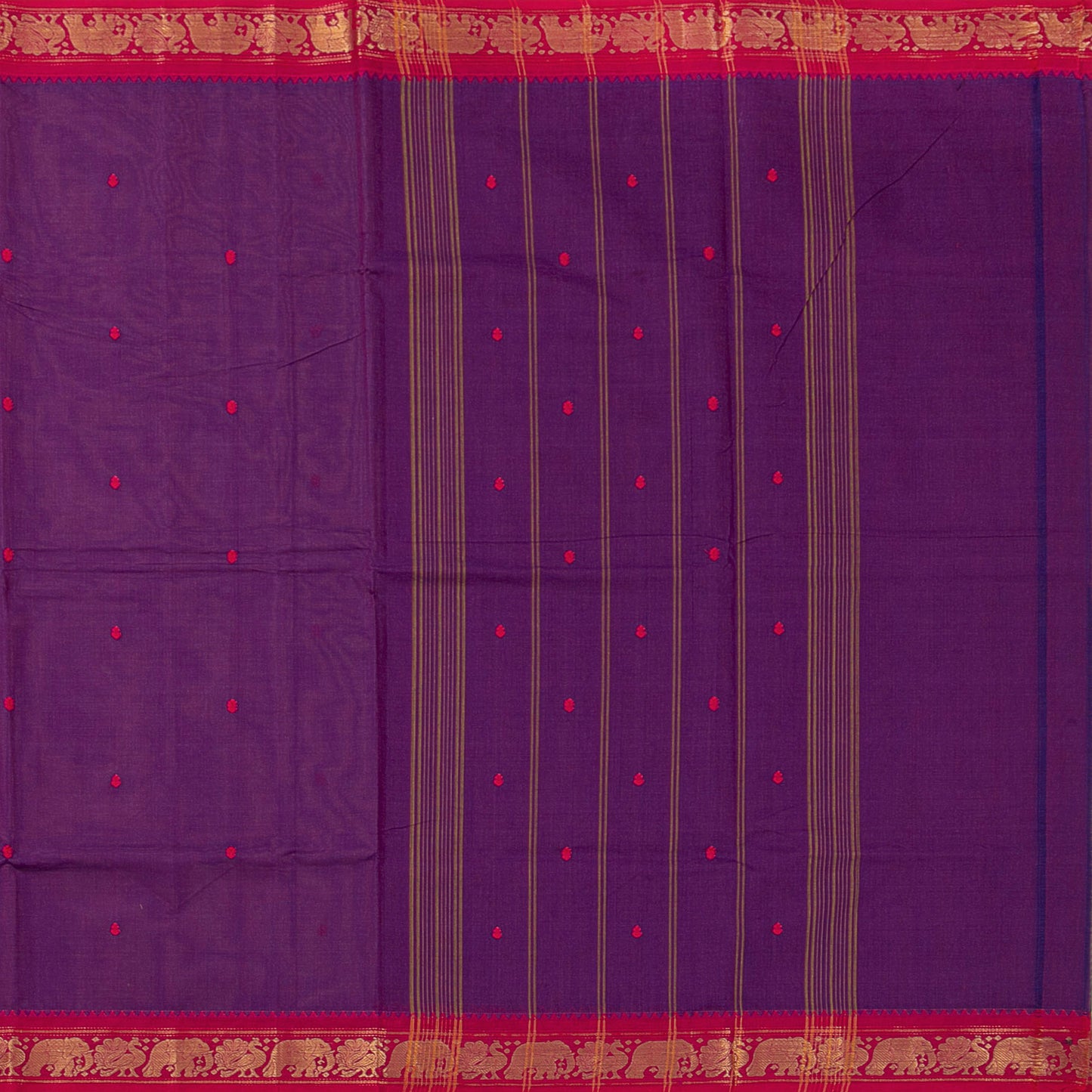 Purple And Pink Kanchi Cotton Saree For Festive Wear PV MM KC 803 - Cotton Saree - Panjavarnam PV MM KC 803