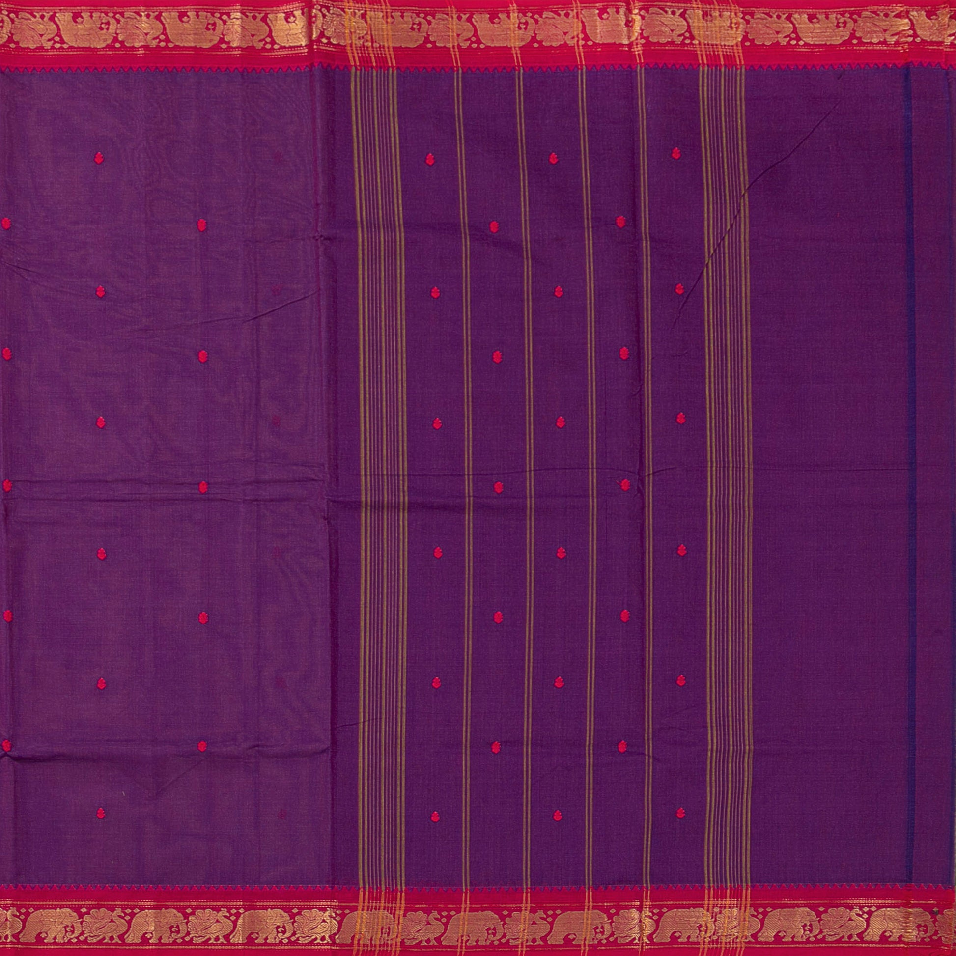 Purple And Pink Kanchi Cotton Saree For Festive Wear PV MM KC 803 - Cotton Saree - Panjavarnam PV MM KC 803
