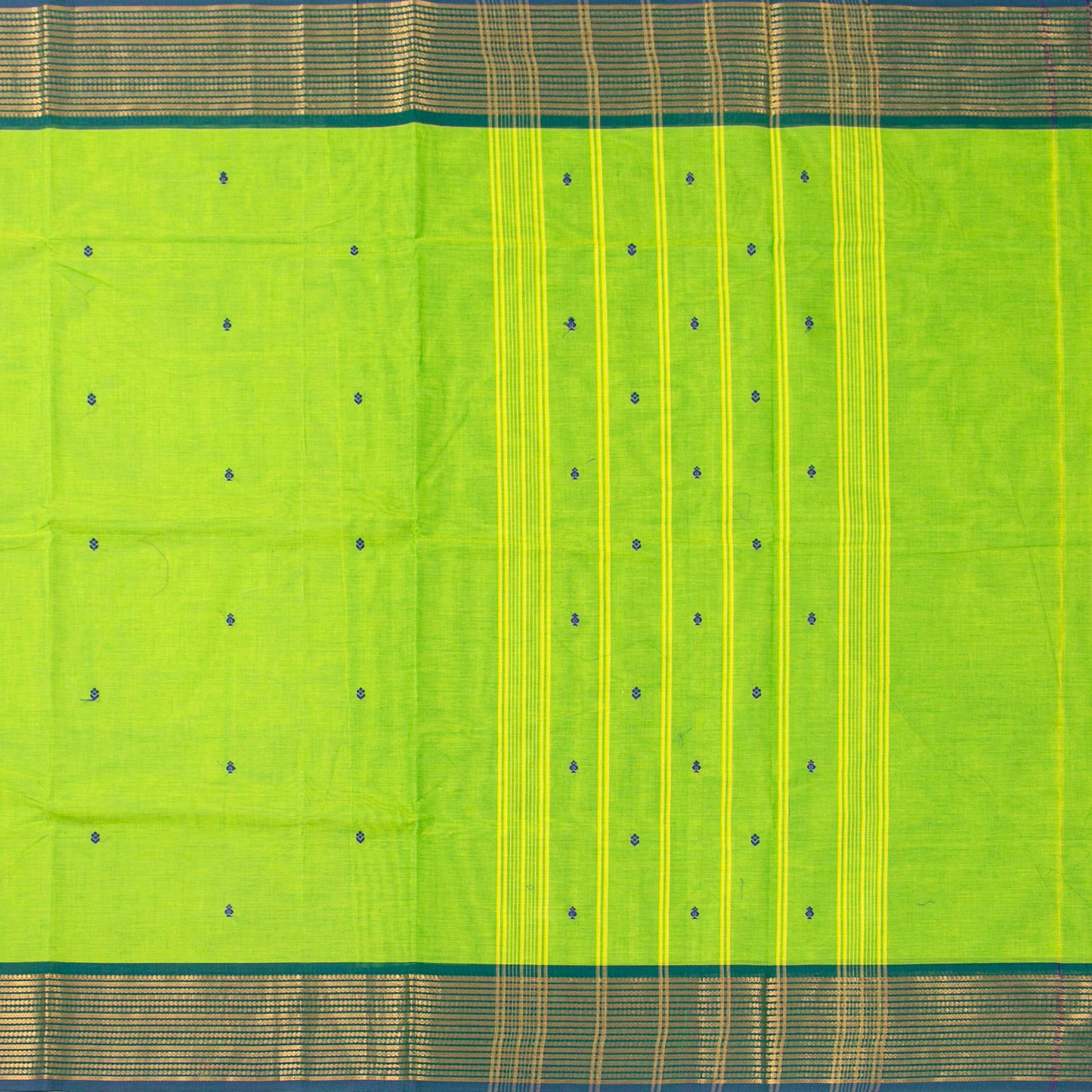 Green And Blue Kanchi Cotton Saree For Festive Wear PV MM KC 778 - Cotton Saree - Panjavarnam PV MM KC 778