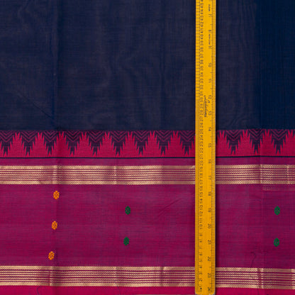 Blue And Pink Kanchi Cotton Saree For Festive Wear PV MM KC 950