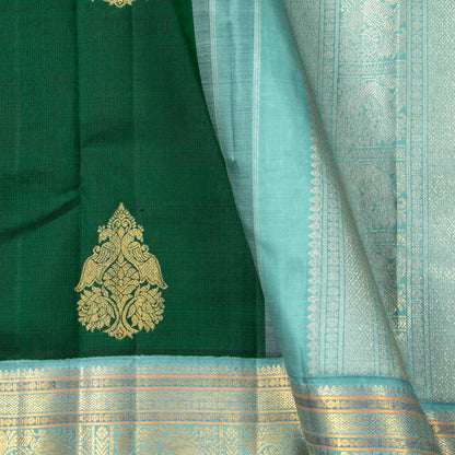 Green And Blue Kanchipuram Silk Saree For Wedding Wear PV NYC 1540