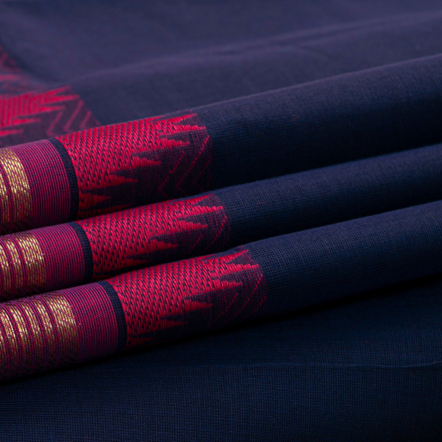 Blue And Pink Kanchi Cotton Saree For Festive Wear PV MM KC 950