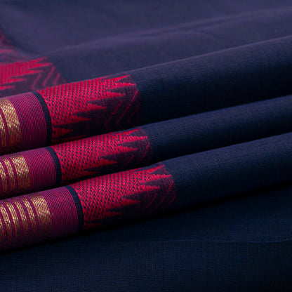 Blue And Pink Kanchi Cotton Saree For Festive Wear PV MM KC 950