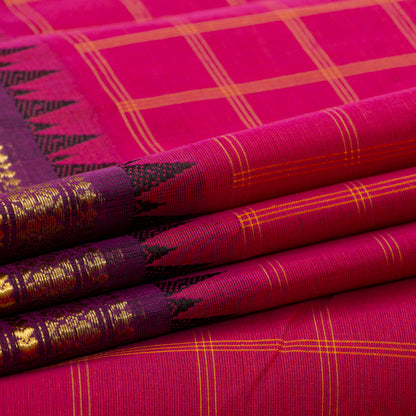 Pink And Purple Kanchi Cotton Saree For Festive Wear PV MM KC 948