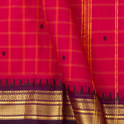 Pink And Purple Kanchi Cotton Saree For Festive Wear PV MM KC 948