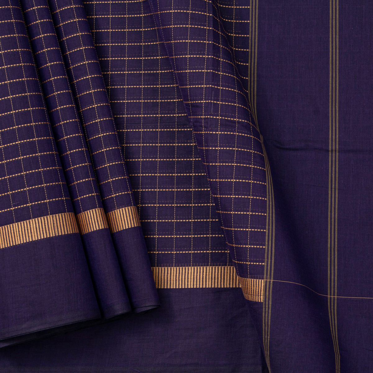 Navy Blue Kanchi Cotton Saree For Festive Wear PV MM KC 928