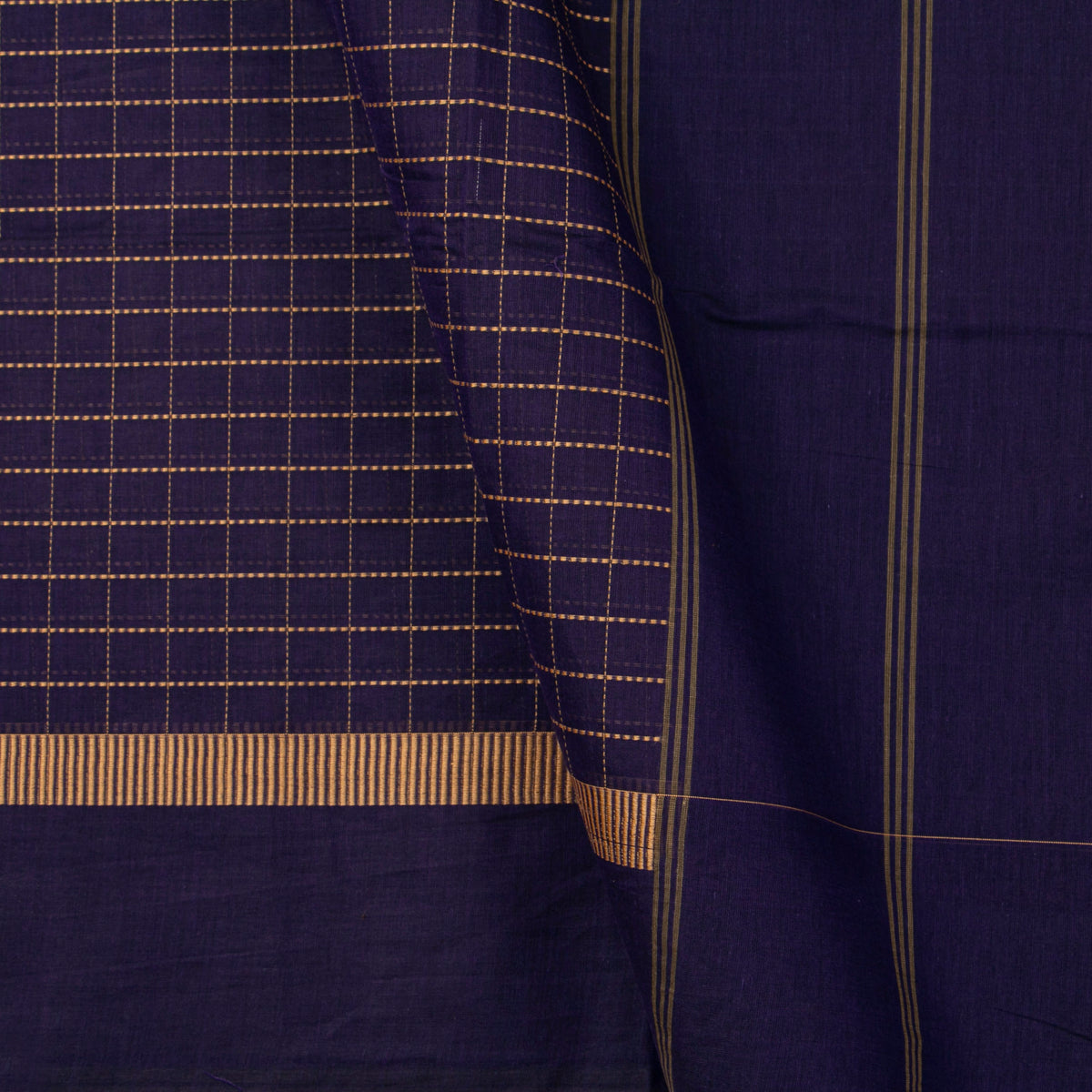 Navy Blue Kanchi Cotton Saree For Festive Wear PV MM KC 928
