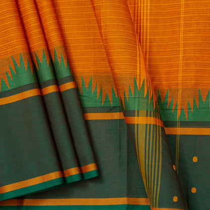 Orange Kanchi Cotton Saree Ganga Jamuna Border For Festive Wear PV MM KC 932