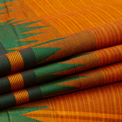 Orange Kanchi Cotton Saree Ganga Jamuna Border For Festive Wear PV MM KC 932
