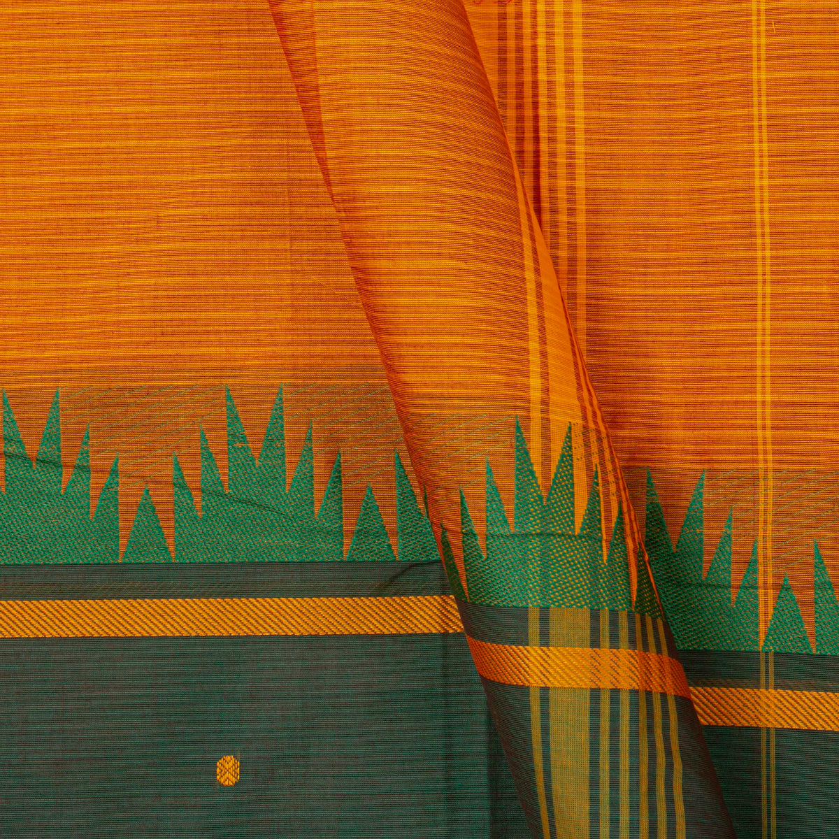Orange Kanchi Cotton Saree Ganga Jamuna Border For Festive Wear PV MM KC 932