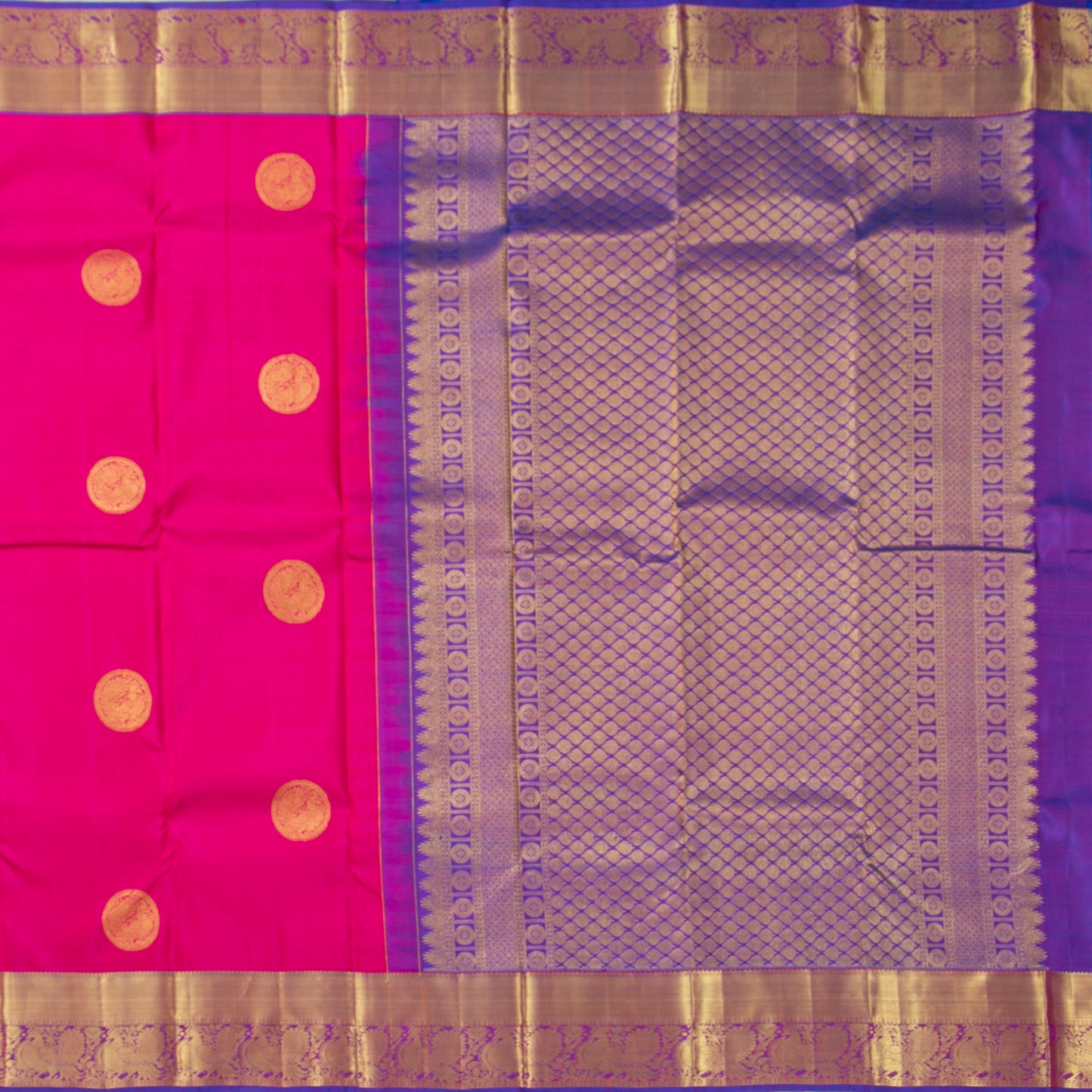 Pink And Violet Kanchipuram Silk Saree For Festive Wear PV NYC 1560