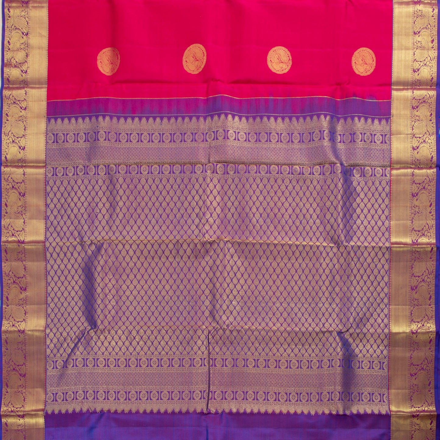 Pink And Violet Kanchipuram Silk Saree For Festive Wear PV NYC 1560