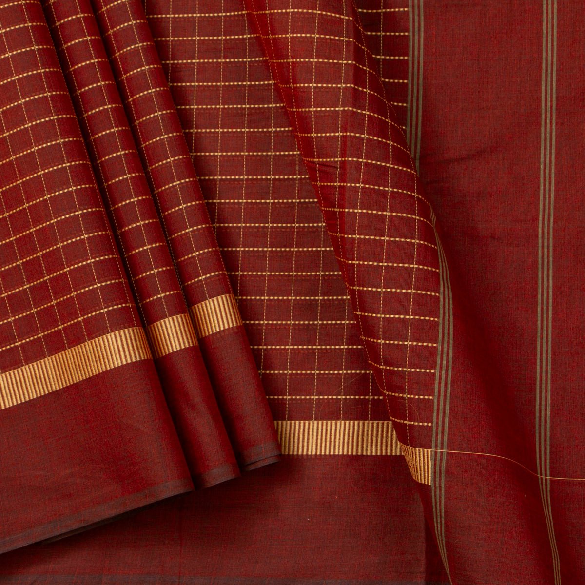 Maroon Kanchi Cotton Saree For Festive Wear PV MM KC 927