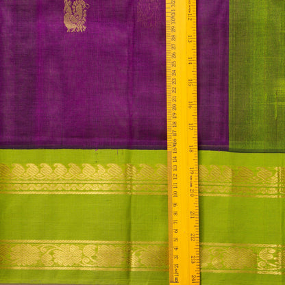 Purple And Green Kanchi Silk Cotton Saree For Festive Wear VP SC 166