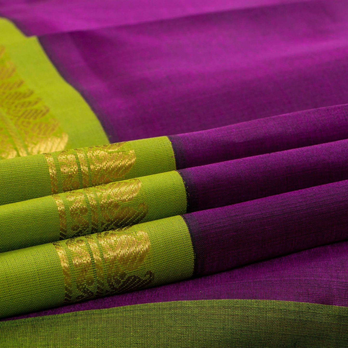Purple And Green Kanchi Silk Cotton Saree For Festive Wear VP SC 166