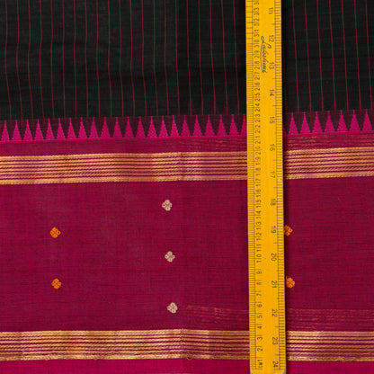 Black And Magenta Kanchi Cotton Saree For Festive Wear PV MM KC 926