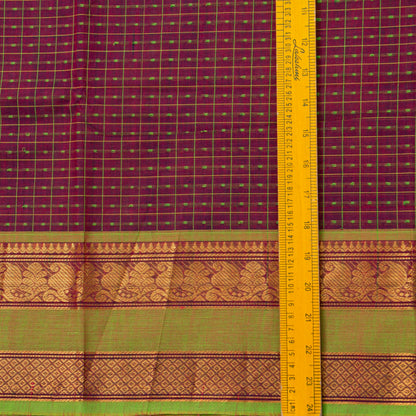 Magenta And Green Kanchi Cotton Saree For Festive Wear PV MM KC 929
