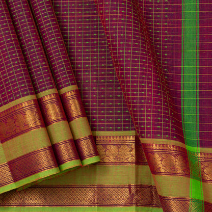 Magenta And Green Kanchi Cotton Saree For Festive Wear PV MM KC 929