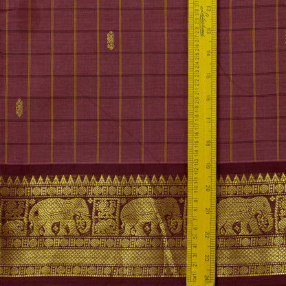 Pink And Brown Kanchi Cotton Saree For Festive Wear PV MM KC 930