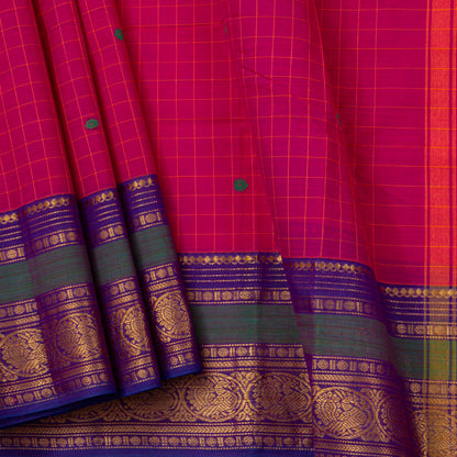 Pink And Purple Kanchi Cotton Saree For Festive Wear PV MM KC 931