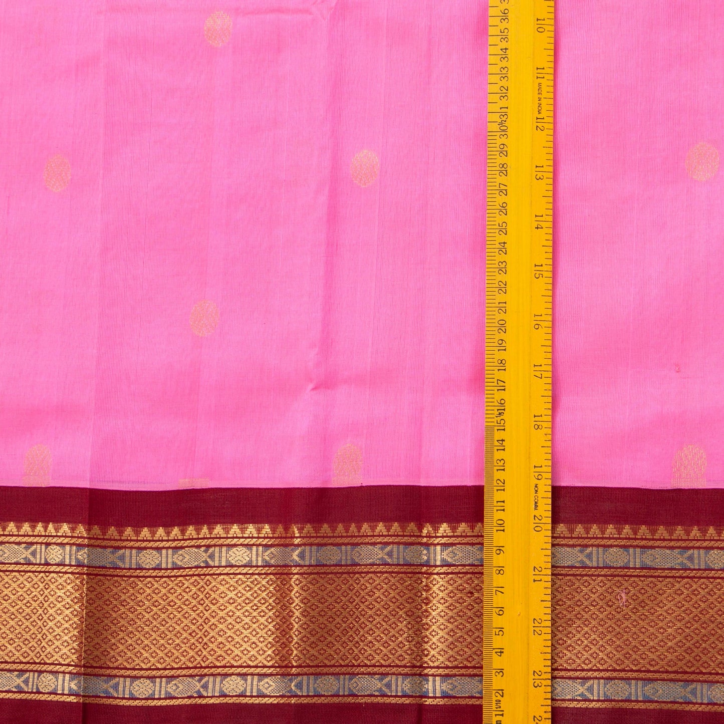 Pink And Maroon Kanchi Silk Cotton Saree For Festive Wear VP SC 164