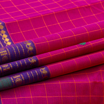 Pink And Purple Kanchi Cotton Saree For Festive Wear PV MM KC 931