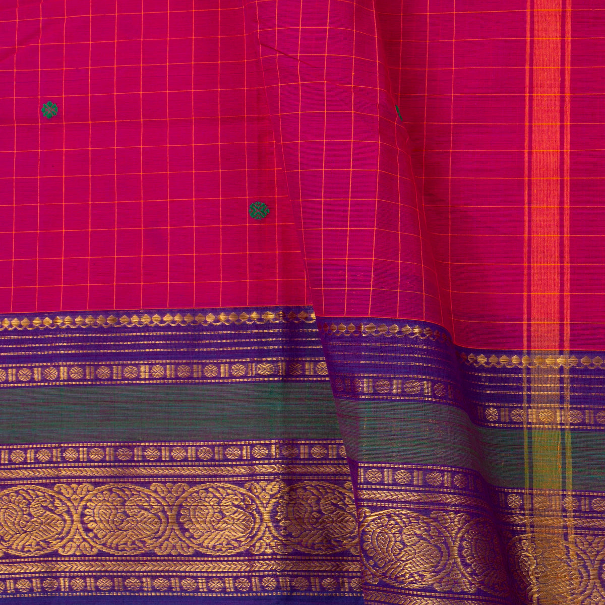 Pink And Purple Kanchi Cotton Saree For Festive Wear PV MM KC 931