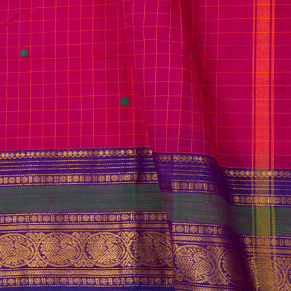 Pink And Purple Kanchi Cotton Saree For Festive Wear PV MM KC 931