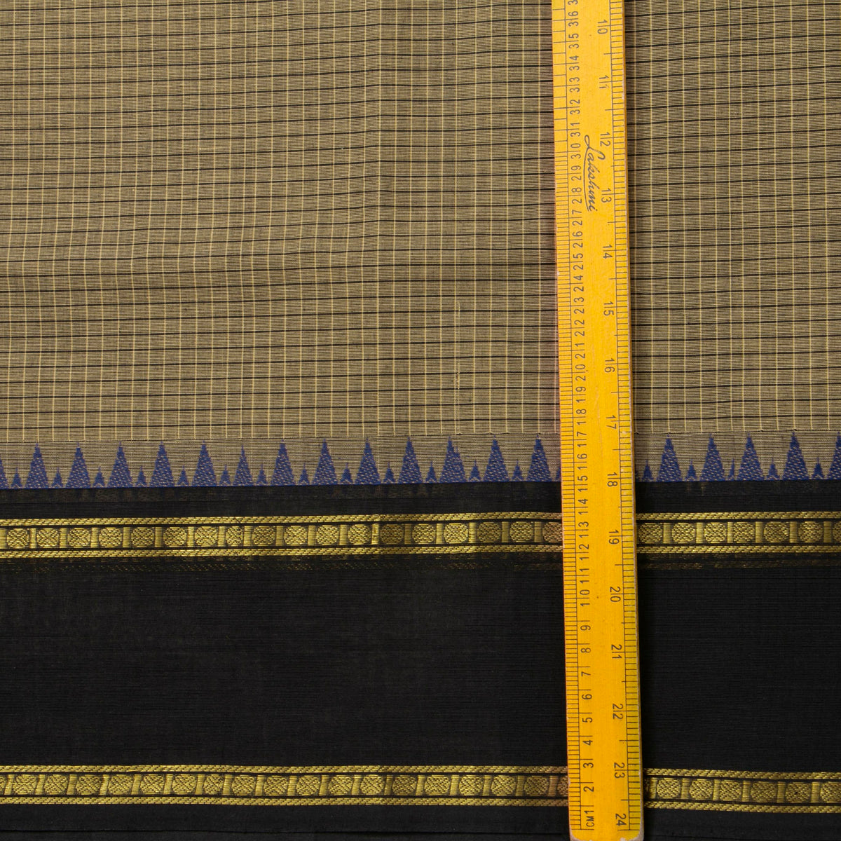 Fawn And Black Kanchi Cotton Saree For Festive Wear PV MM KC 739