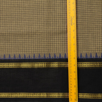 Fawn And Black Kanchi Cotton Saree For Festive Wear PV MM KC 739