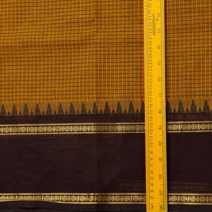 Mustard And Brown Kanchi Cotton Saree For Festive Wear PV MM KC 738