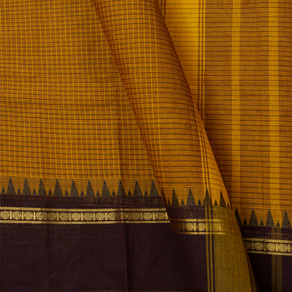 Mustard And Brown Kanchi Cotton Saree For Festive Wear PV MM KC 738