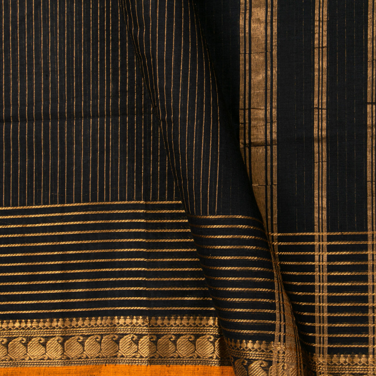 Black Kanchi Cotton Saree For Festive Wear PV MM KC 749